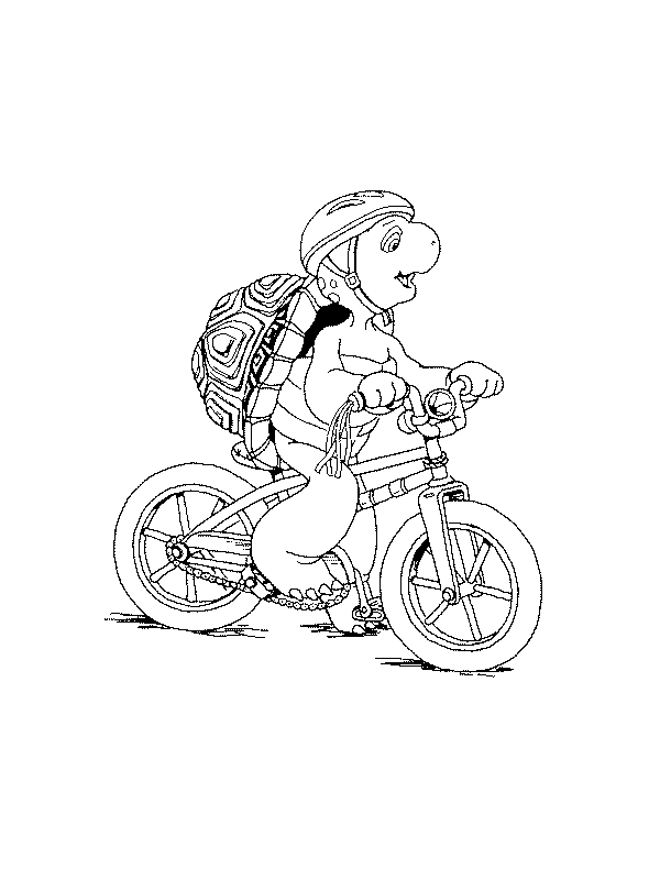 coloriage Franklin  fait du velo